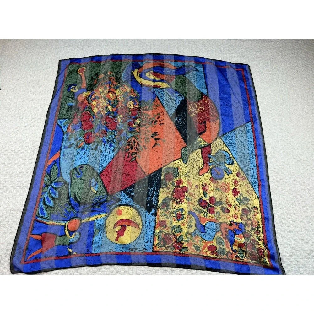 Patricia Paris SCARF Vintage‎ Painting Square Wrap Ancient Greek Fresco 34